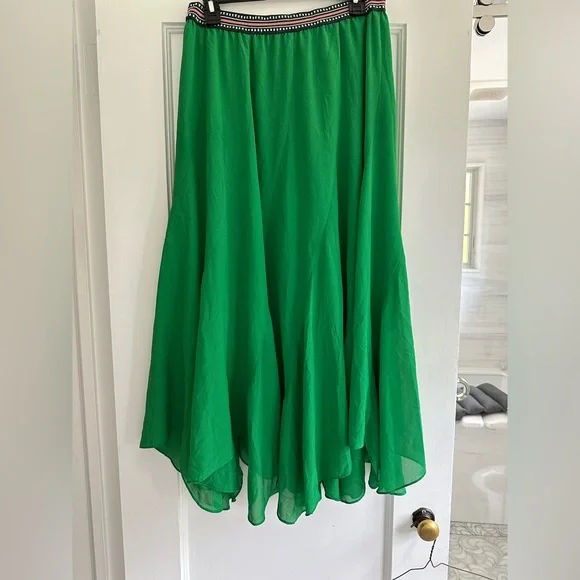 Anthropologie Vanessa Virginia Colima Elegant Maxi Green Skirt - Picture 2 of 4